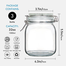 YEBODA wide opening glass canister for easy filling and cleaning.