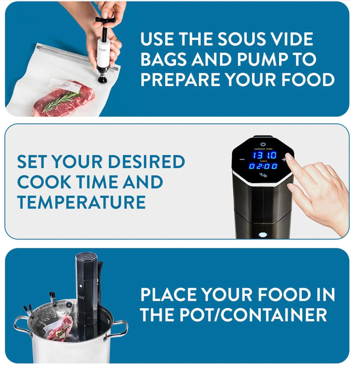 Yedi Infinity 1000W heating enables rapid, consistent cooking temperatures.