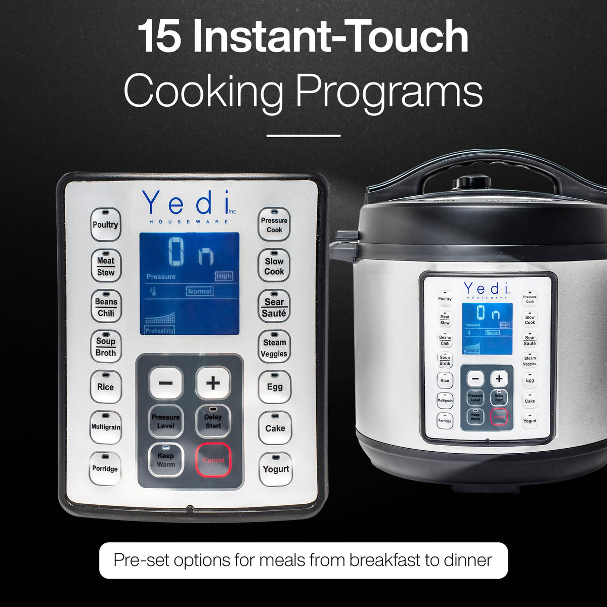 Yedi Total Package inner pot and rice paddle included for precise cooking.