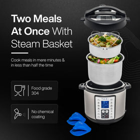 Yedi Total Package Pressure Cooker steaming basket ready for healthy vegetables.