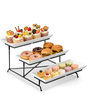Yedio 3-tier porcelain serving trays for elegant food display.