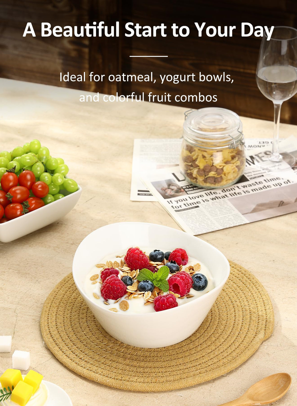 Yedio bowls stacked for space-saving storage in a modern kitchen.