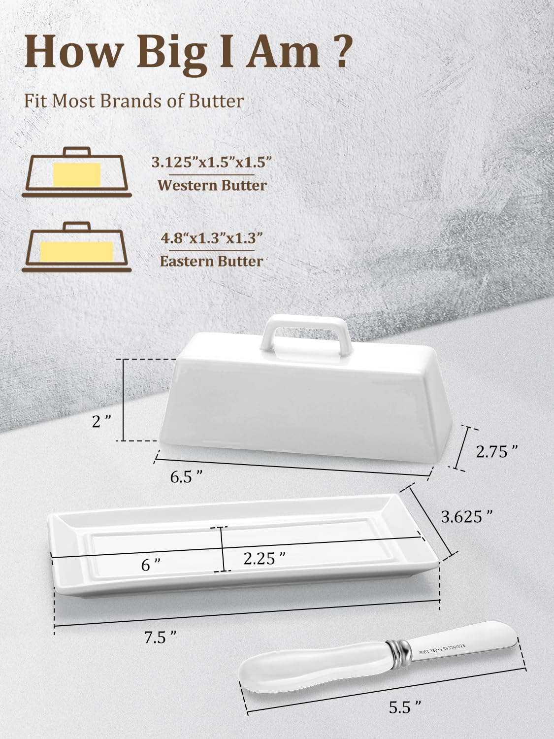 Yedio butter dish with glazed porcelain finish for durability and style.