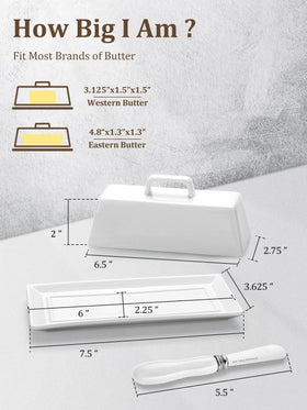 Yedio butter dish with glazed porcelain finish for durability and style.