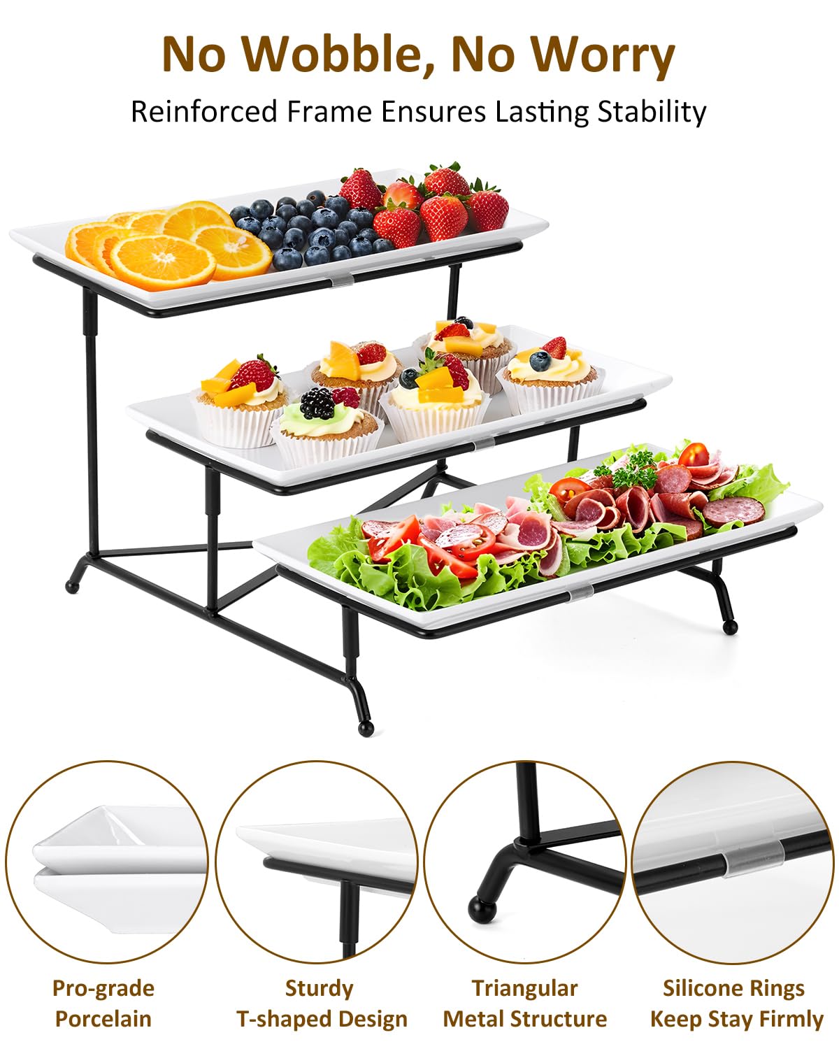 Yedio party stand elevates food display while saving table space