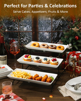 Porcelain trays ideal for fruits, desserts, and small bites.