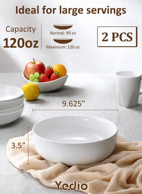 Yedio large serving bowls at 9.7 inches, ideal for big salads or pasta.