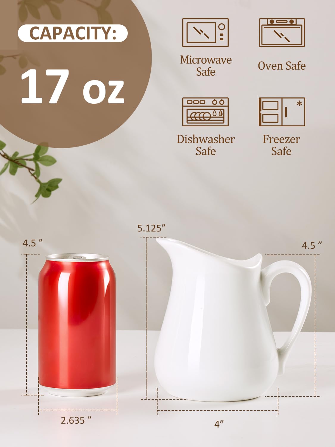 Yedio creamer with ergonomic handle for secure, comfortable pouring
