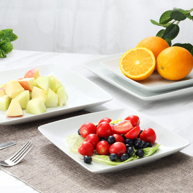 Yedio porcelain square plates with steak setup for a modern table