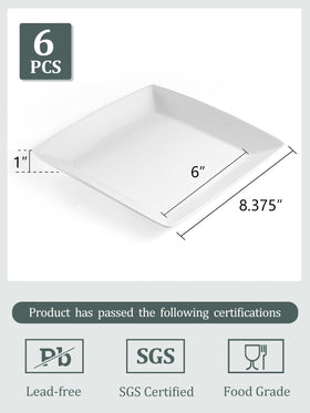 Yedio square plate used for pasta on a dinner table, clean white finish.