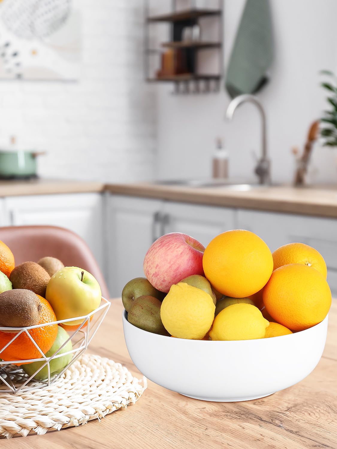 Yedio stackable white bowls save cabinet space after dining.