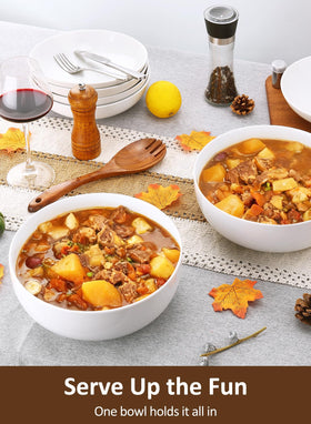 Yedio white ceramic bowls elevate table presentation for soups and pasta.