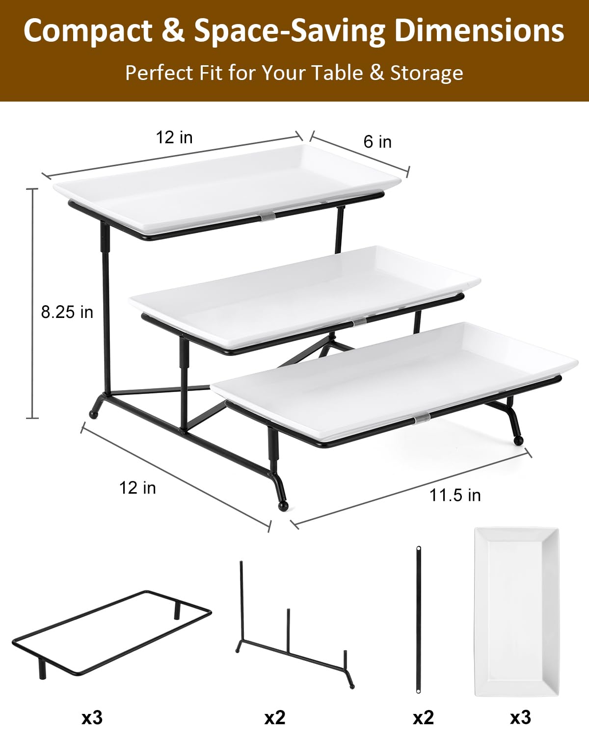 Yedio white dessert stand with collapsible metal rack for compact storage