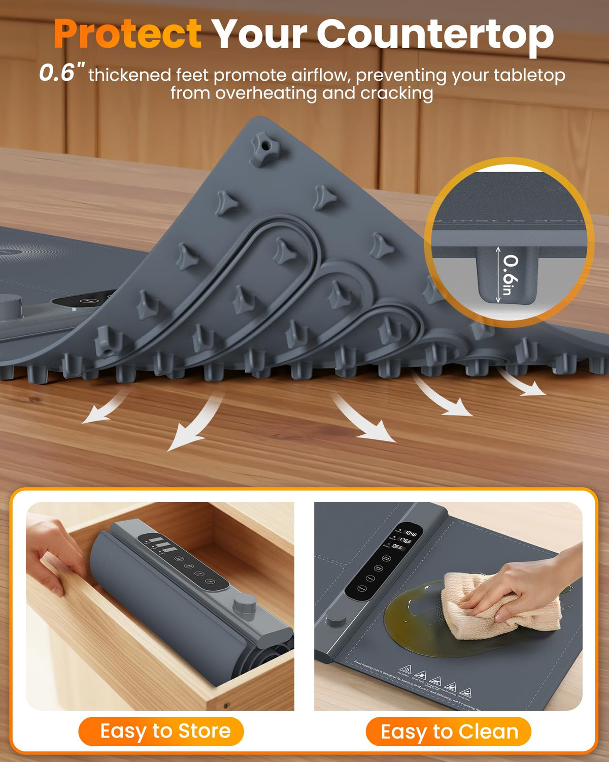 Yeeke warming mat accommodates dishes at varying temperatures