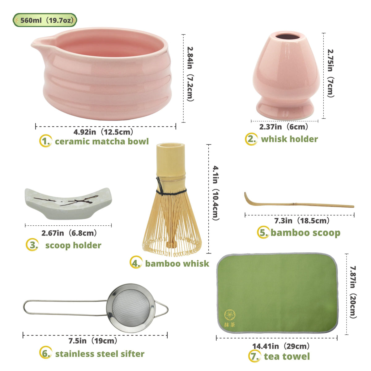 YEEMUOS pink ceramic matcha bowl, ergonomic for comfortable whisking.