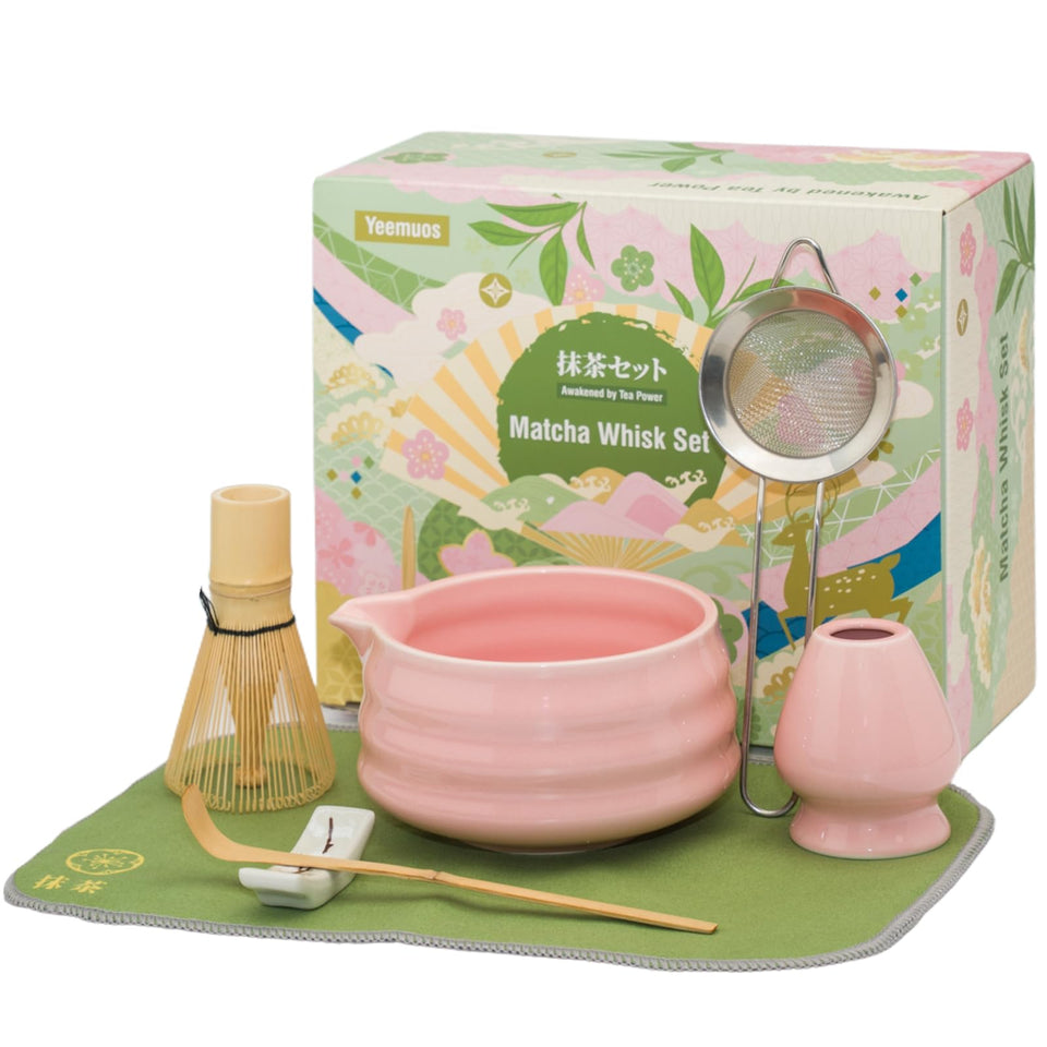 YEEMUOS matcha whisk set with bamboo whisk, ideal for smooth, lump-free tea.