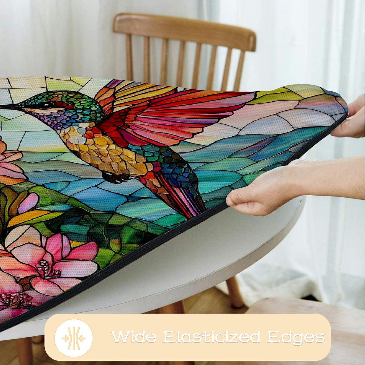 YEYE JUICE waterproof tablecloth protects surfaces from spills during meals.