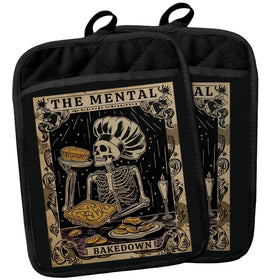YeiHe Gothic Skeleton Pot Holder with Pocket for safe handling of hot pots.