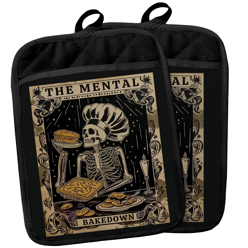 YeiHe Gothic Skeleton Pot Holder with Pocket for safe handling of hot pots.