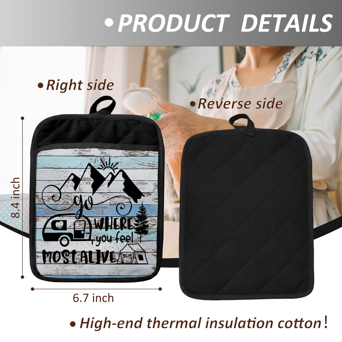 YeiHe RV pot holder heat-resistant mitt for campsite cooking.