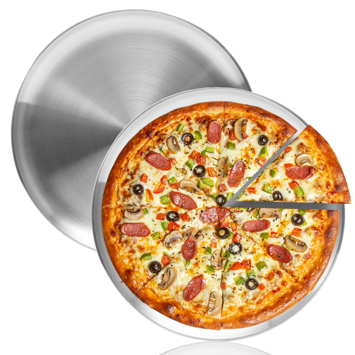 YeKuKing 16-inch pizza pan set for oven delivers even heat for crispy crusts.