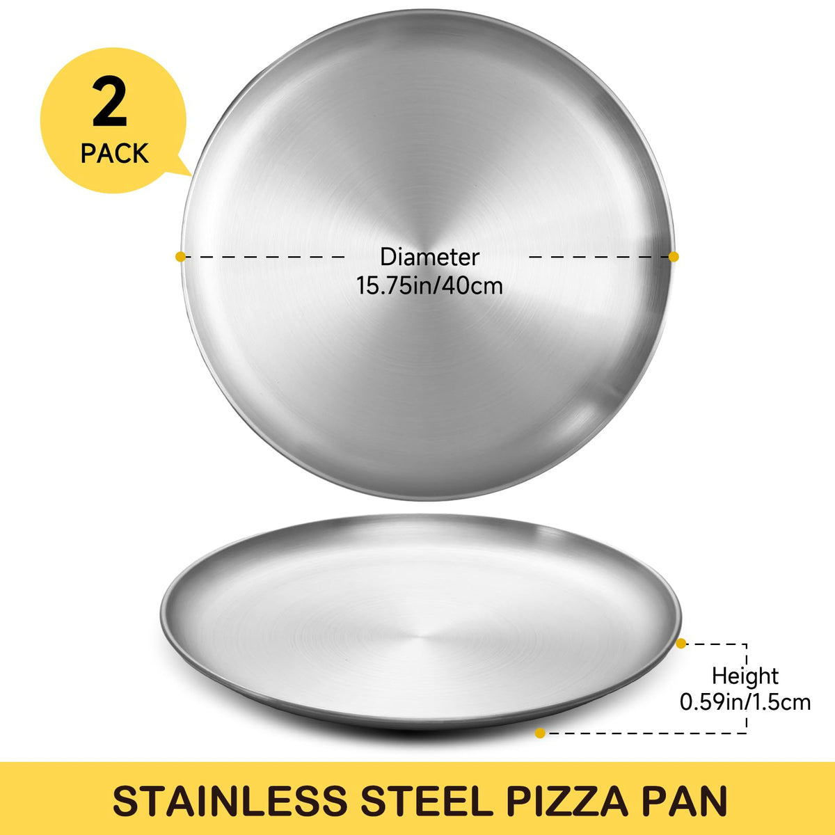YeKuKing pizza pan with smooth rolled edges for safe handling.