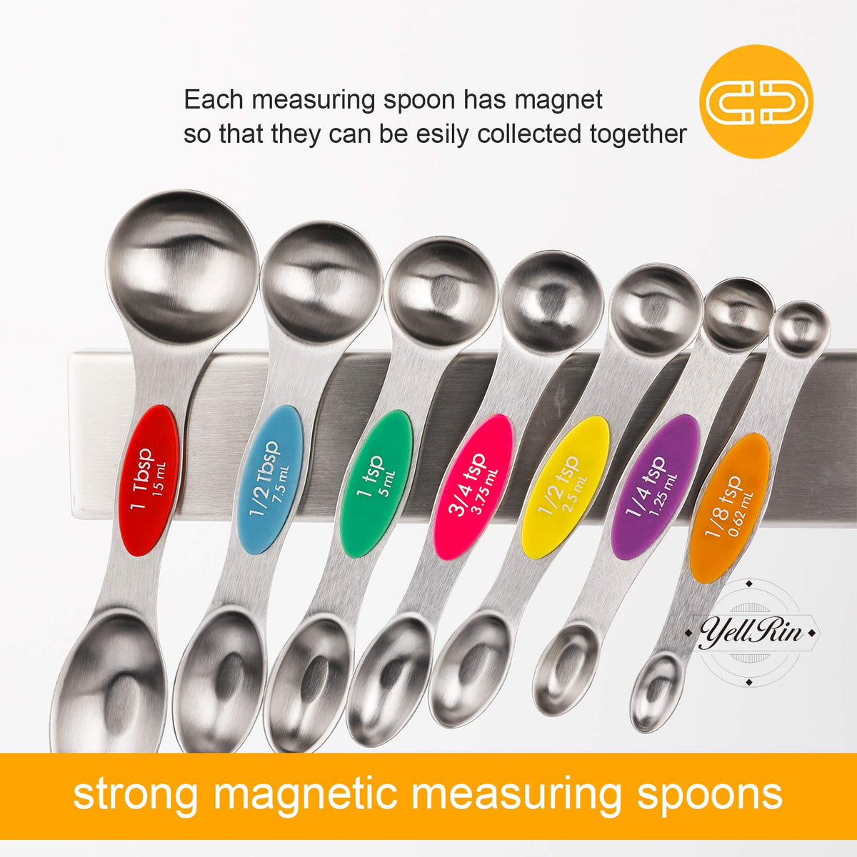 YellRin magnetic-center spoons stay organized in drawers.