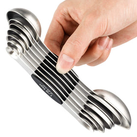 YellRin magnetic measuring spoons in stainless steel with seven-piece set for precise dry ingredients