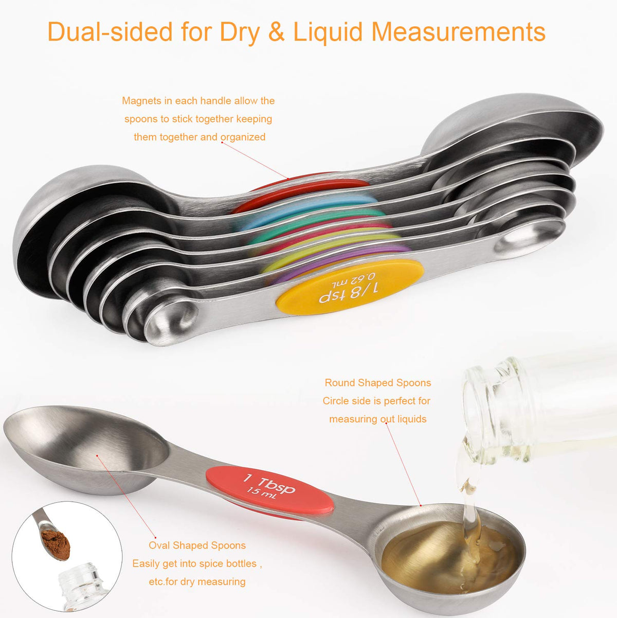 YellRin nesting stackable spoons save drawer space.