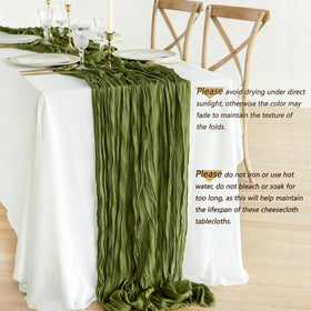 Yemosa green cheesecloth runner flows softly for baby showers
