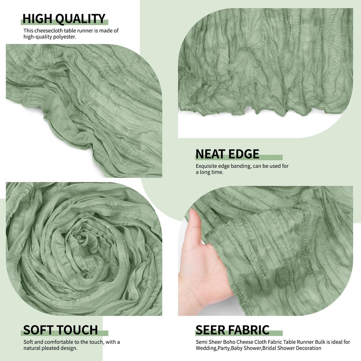 Yemosa easy care table runner cold wash and air dry to maintain folds.