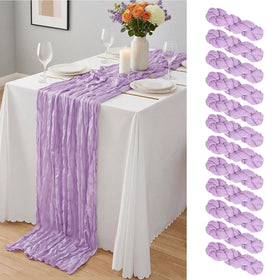 Yemosa lavender cheesecloth table runner 10ft highlights textured semi-sheer fabric for elegant decor