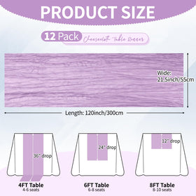 Yemosa lilac purple table runner draped over a table for romantic wedding ambience