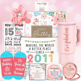 YENCHORN 15th birthday tumbler for school days and outings.