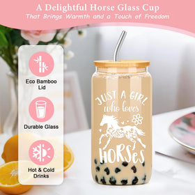 YENCHORN 16oz horse glass cup—lead-free and drink-friendly for hot or cold beverages