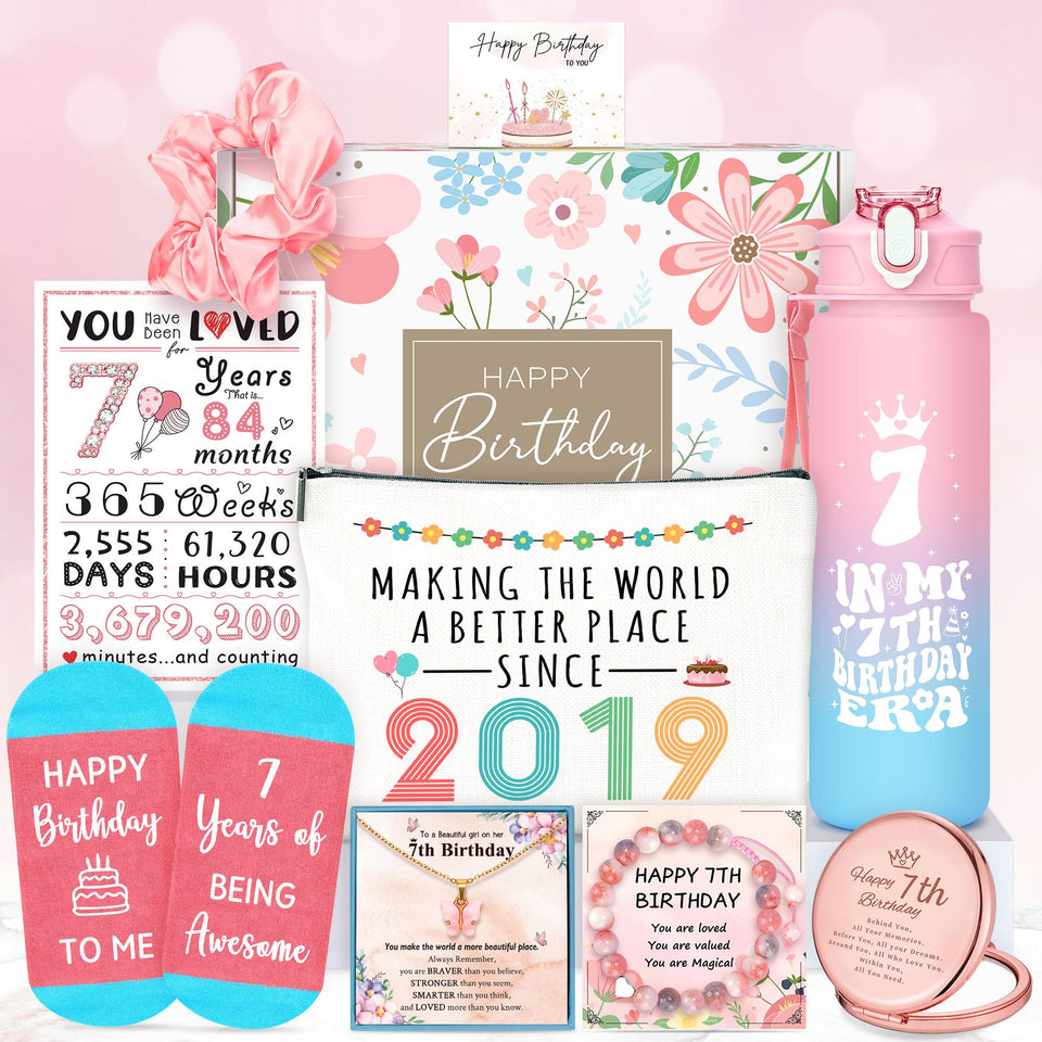 YENCHORN 7th birthday tumbler with playful 7th birthday era design for daily use