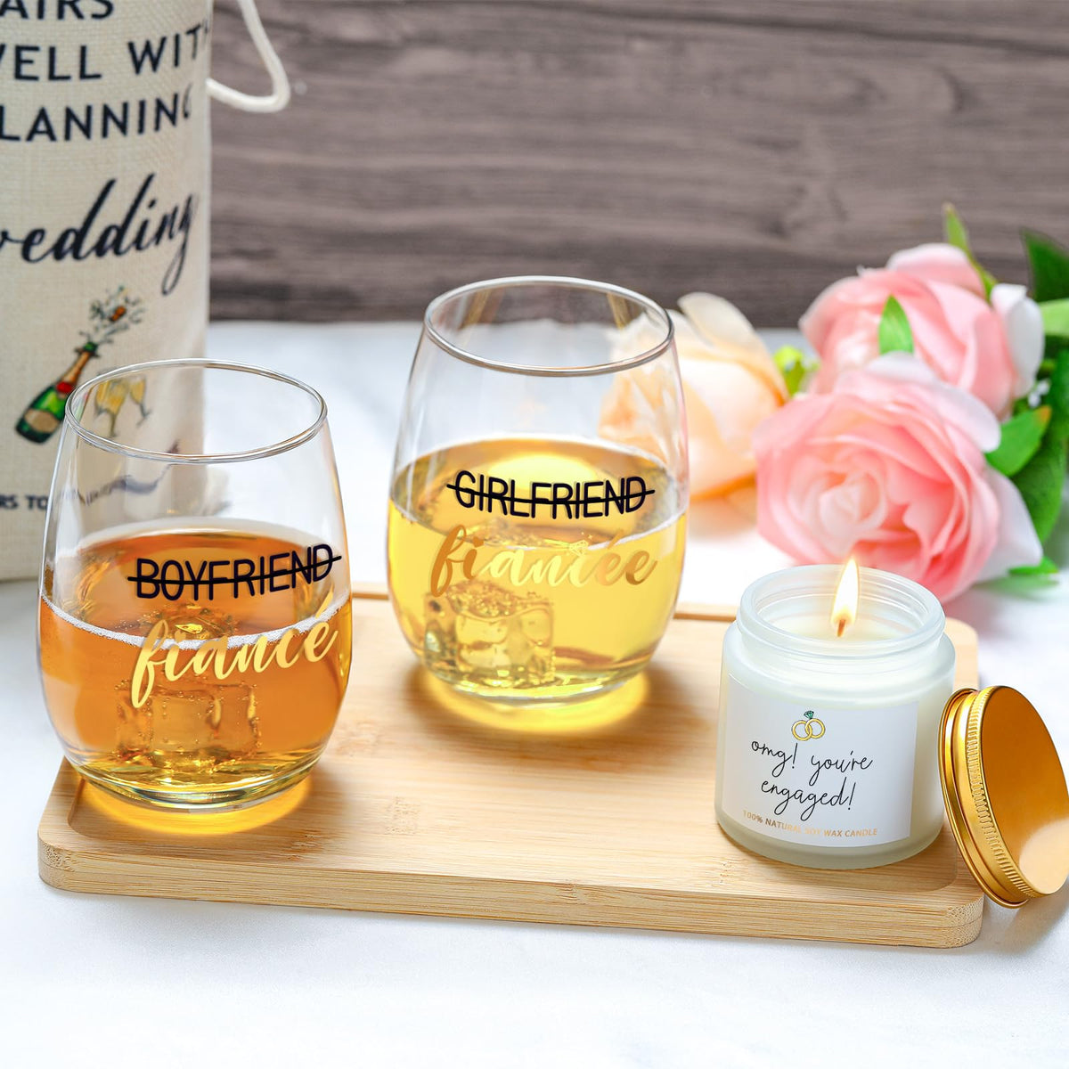 YENCHORN engagement candle soy wax with floral scent for cozy celebrations.