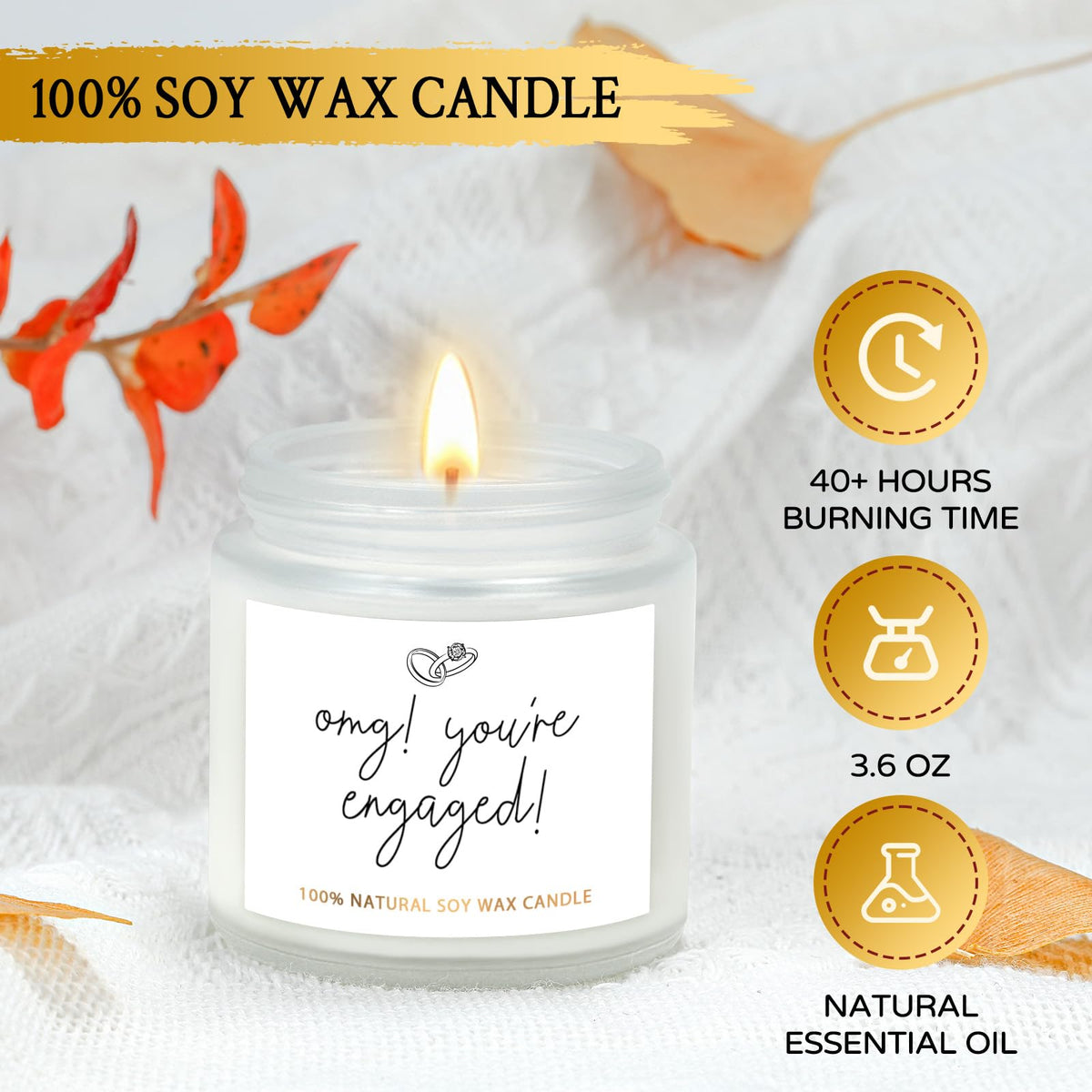 YENCHORN scented engagement candle, soy wax with floral fragrance