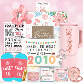 YENCHORN Sweet 16 tumbler pink – sturdy 24oz drinkware for celebrations and daily hydration.