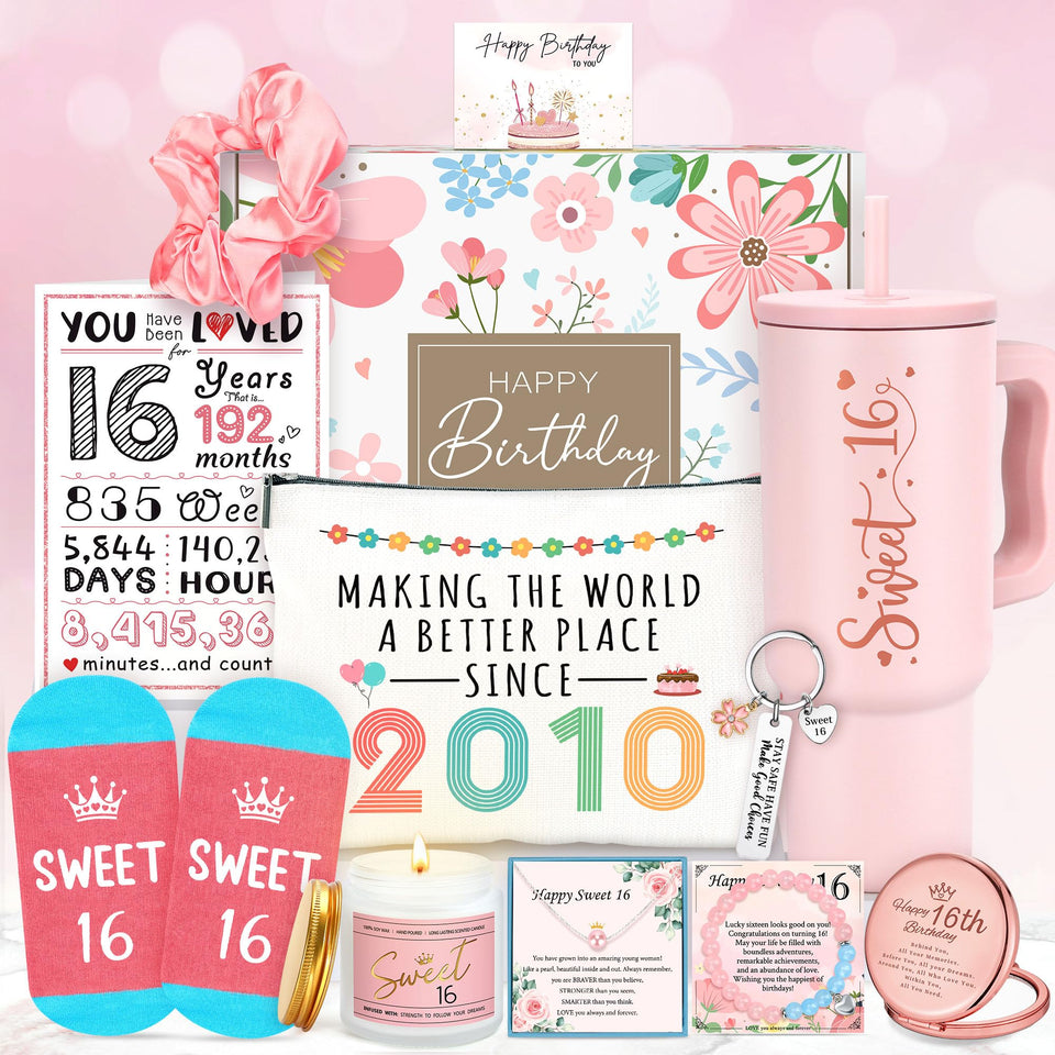 YENCHORN Sweet 16 tumbler pink – sturdy 24oz drinkware for celebrations and daily hydration.