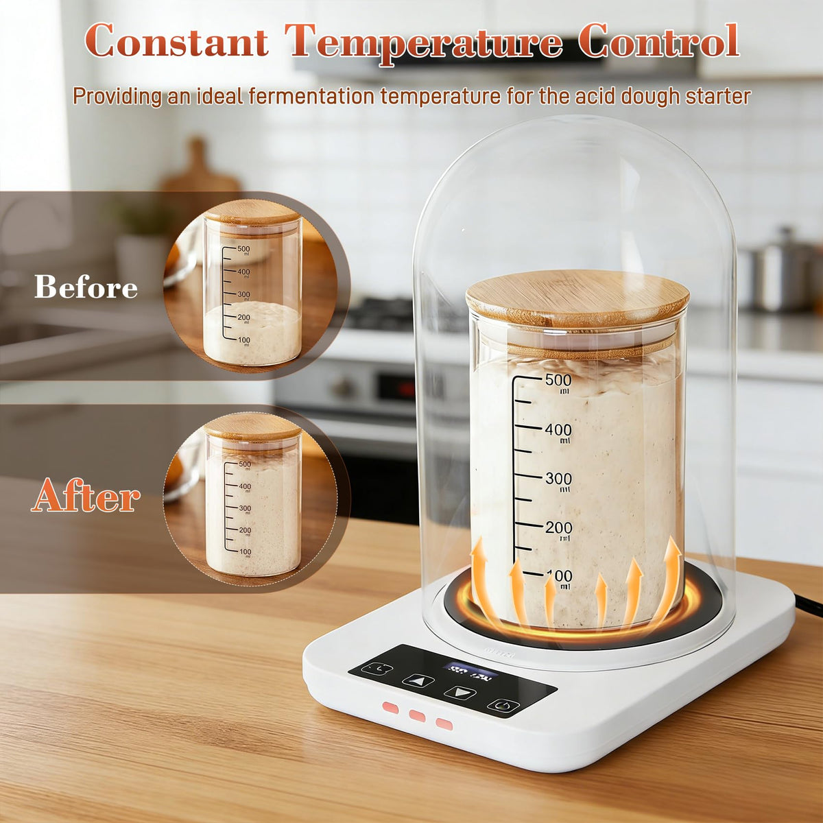 Yendse glass dome fits fermenters up to 4.2 inches.