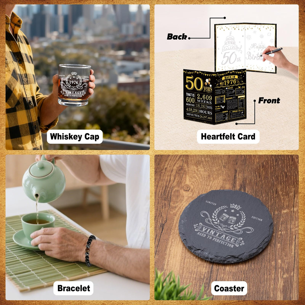 YeohJoy 50th birthday coaster protects surfaces during toasts