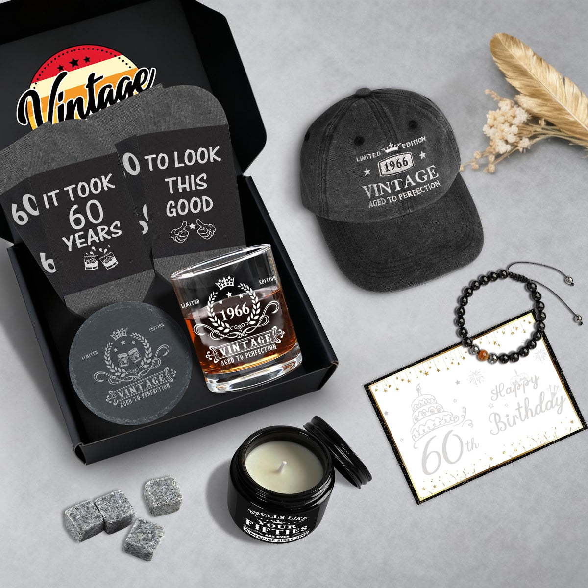 YeohJoy gift box presenting a complete 60th birthday gift set