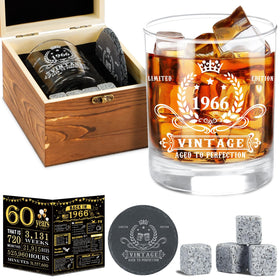 YeohJoy vintage 1966 whisky glass in a wooden box, ideal for a refined birthday moment