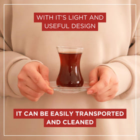 yersiz Turkish tea glass elliptical saucers paired for balanced service