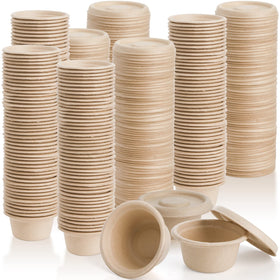 Yesland 200-pack 2oz bagasse cups with lids for leak-free sauces