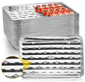 Yesland 30-pack aluminum pans with perforated bottom for even air circulation during cooking