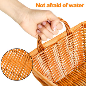 Yesland orange woven baskets add decorative appeal to dining table displays.