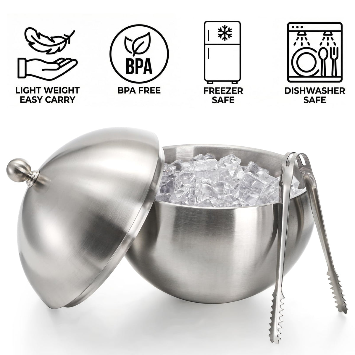 Yesland ice bucket 304 stainless steel body clean and durable for daily use