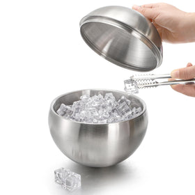 Yesland ice bucket with tong scooper in action for easy ice handling